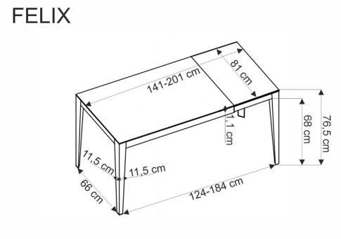 Стол обеденный HALMAR FELIX белый мрамор/черный 141-201/81