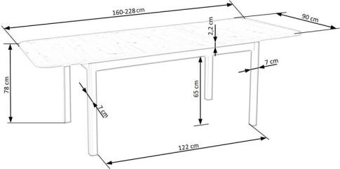 Стол обеденный HALMAR FLORIAN белый/белый 160-228/90