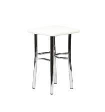 Табурет ВВР Квадрат белый крокодил/хром, экокожа