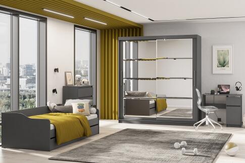 Шкаф-купе NN Мебель К ШКП-3 (2,0) МАКС Графит серый