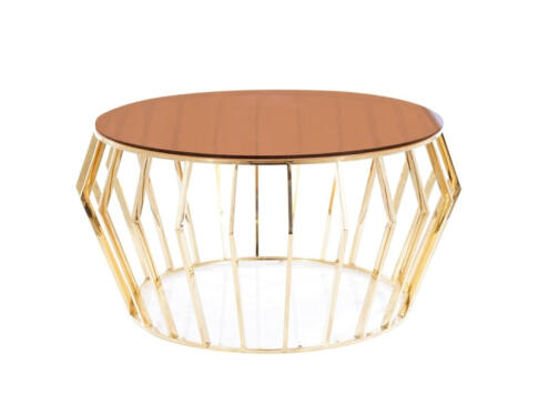 Стол журнальный SIGNAL ARIANA A дымчатый янтарь/золотой, d80