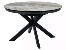 Стол обеденный SIGNAL PORTO Ceramic белый Pandoro/черный 120-160/120