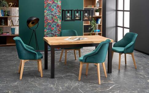 Стол обеденный HALMAR TIAGO дуб крафт/черный 140-220/80