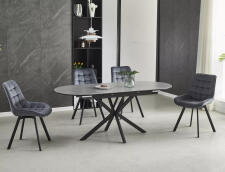 Стол обеденный SIGNAL GASTON Ceramic серый/черный 140-180/80