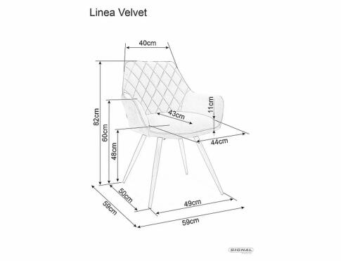 Стул SIGNAL LINEA Velvet Bluvel 14 серый/черный мат