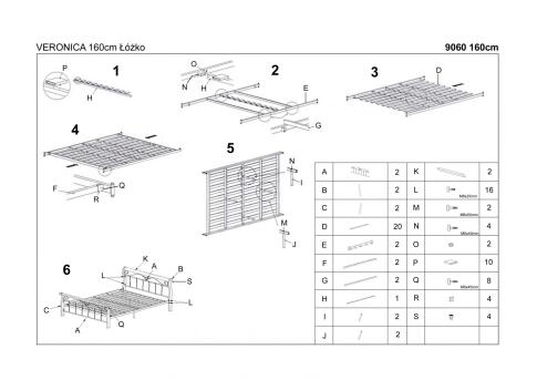Кровать HALMAR VERONICA античная черешня/черный, 160/200