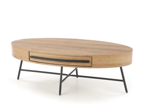 Стол журнальный HALMAR CAROLINA дуб золотой/черный, 120/60/41