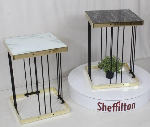 Стол журнальный Sheffilton SHT-CT16 артикул SHT-СТЖ4 темный мрамор/латунь/черный