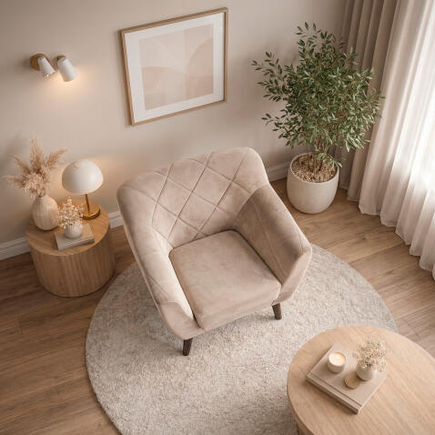 Кресло SIGNAL KARO 1 Velvet Bluvel 40 темно-бежевый/венге