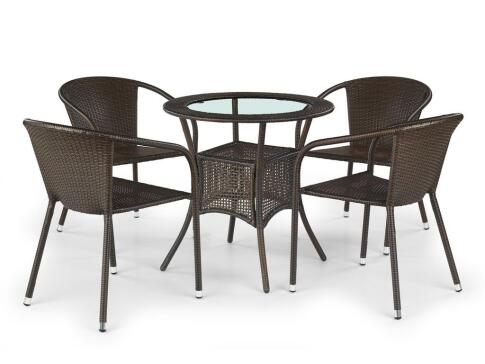 Стол обеденный HALMAR MIDAS искуств. ротанг/темно-коричневый, 74/74