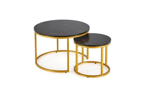 Комплект HALMAR PAOLA (2 стола журнальных) черный мрамор/золотой