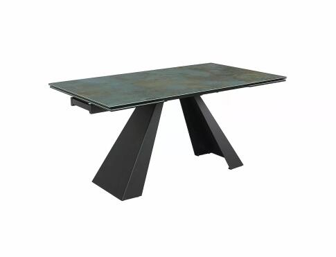 Стол обеденный SIGNAL SALVADORE Ceramic Ossido Verde бирюзовый/черный мат 160-240/90