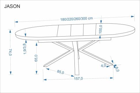 Стол обеденный HALMAR JASON орех/черный 180-300/100