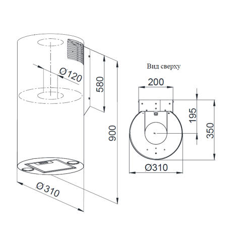 Вытяжка WEISSGAUFF TUBUS 900 PB BL