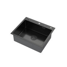 Мойка ARFEKA ECO AR 600*500 POP-UP BLACK PVD NANO DECOR VOLCANIC ROCK