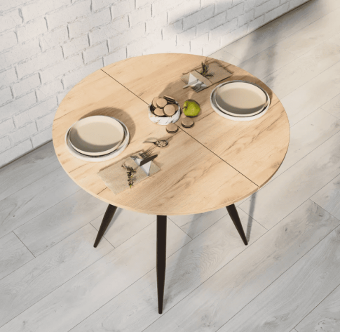 Стол ВВР Элип Дуб крафт золотой/черный конус, ЛДСП