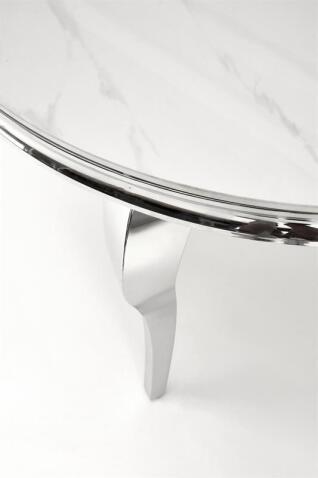 Стол обеденный HALMAR REGINALD белый мрамор/серебряный 120