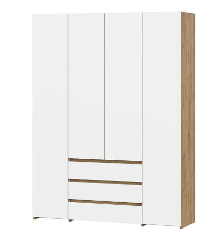 Шкаф NN Мебель (МС Некст К) Дуб Золотой/Белый, комбинированный четырехстворчатый