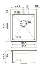 Кухонная мойка из нержавейки Omoikiri Akisame 41-GB графит