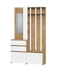 Вешалка NN Мебель (МС Некст К) Дуб Золотой/Белый, с зеркалом