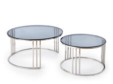 Комплект HALMAR MERCURY (2 стола журнальных) дымчатый/хром