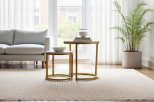 Комплект SIGNAL HOLA (2 стола журнальных) белый мрамор/золотой