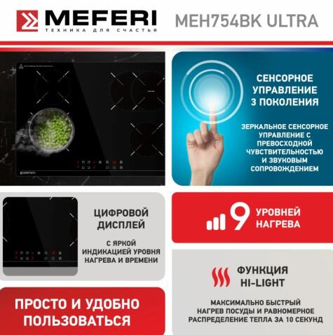 Варочная панель электрическая MEFERI MEH754BK ULTRA