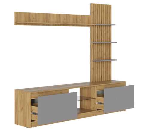 Стенка МК Стиль БОСТОН НМ-001 дуб крафт золотой/серый шифер