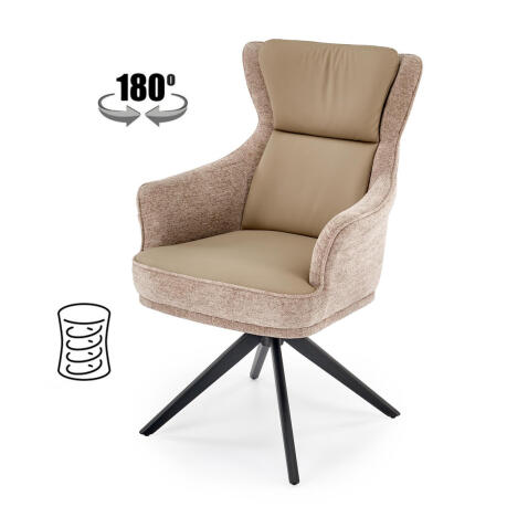 Стул HALMAR K611 темно-бежевый/черный, поворотный