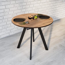 Стол ВВР Элип-2 дуб кера/черный профиль, пластик