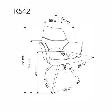 Стул HALMAR K542 серый/черный, поворотный