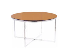 Стол журнальный SIGNAL CRYSTAL A дымчатый янтарь/серебряный, d80