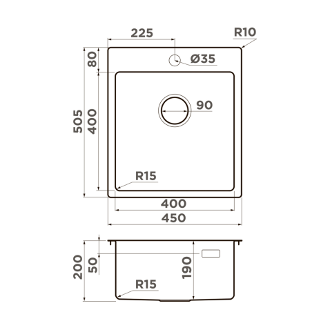 Кухонная мойка из нержавейки Omoikiri Amadare 45-IN нержавеющая сталь