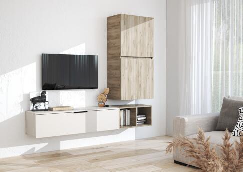 Стенка МК Стиль БОХО НМ-001 ЛДСП дуб крафт серый/кашемир