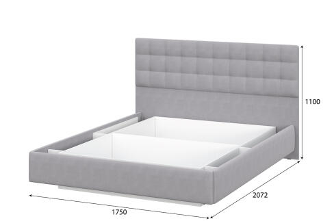 Кровать двойная SV-МЕБЕЛЬ К №2 (Универсальная 1.6х2.0) Серия 2 Белый/Серый ткань/Квадро Серый ткань