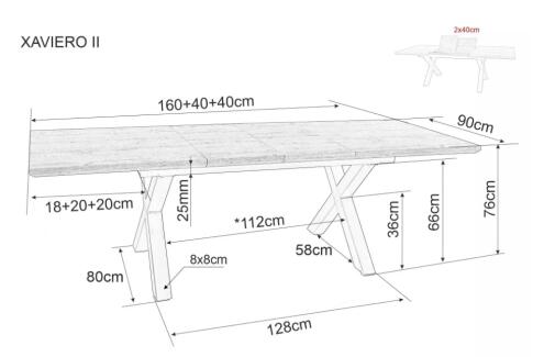 Стол обеденный SIGNAL XAVIERO II дуб/черный 160-240/90