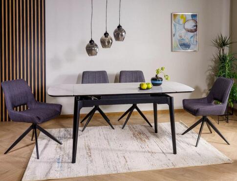 Стол обеденный SIGNAL SENTO белый лак/черный 120-180/80