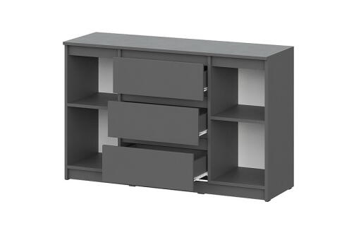 Комод NN Мебель (МС Денвер К) Графит серый (серия 2), 3 ящ., 2 ств.