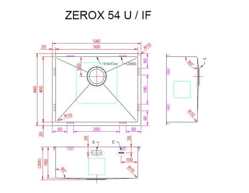 Мойка ZORG ZEROX 54 U / IF ZURINOX PVD GUNBLACK