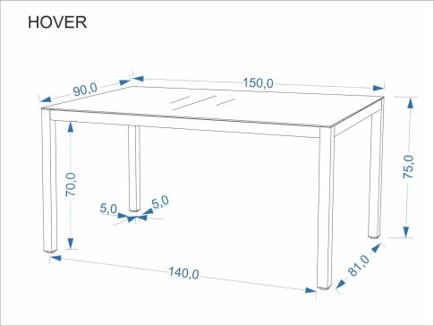 Стол обеденный HALMAR HOVER бежевый/капучино 150/90