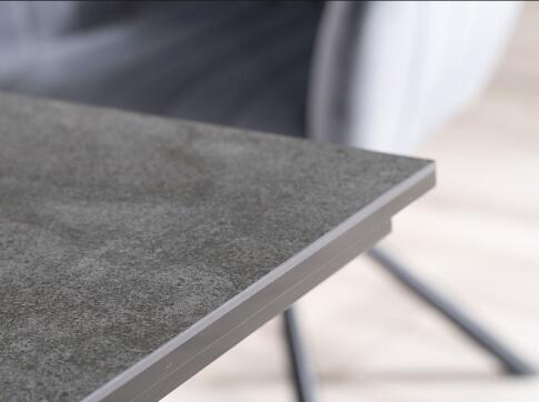 Стол обеденный SIGNAL SALVADORE Ceramic серый мрамор/черный мат 160-240/90