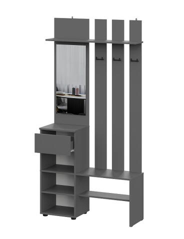 Вешалка NN Мебель (МС Денвер К) Графит серый, с зеркалом