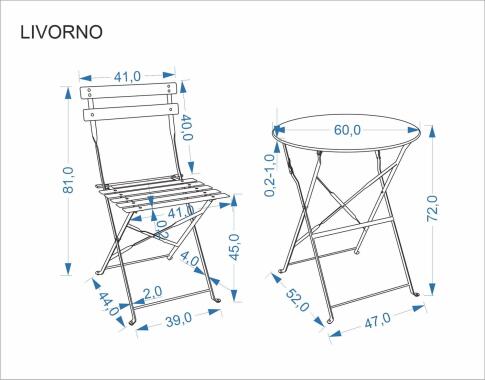 Комплект HALMAR LIVORNO (стол + 2 стула) черный