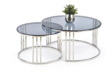 Комплект HALMAR MERCURY (2 стола журнальных) дымчатый/хром, 80/45 и 60/38 Комплект HALMAR MERCURY (2 стола журнальных) дымчатый/хром, 80/45 и 60/38