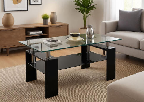 Стол журнальный HALMAR DIANA H прозрачный/черный, 110/60/55