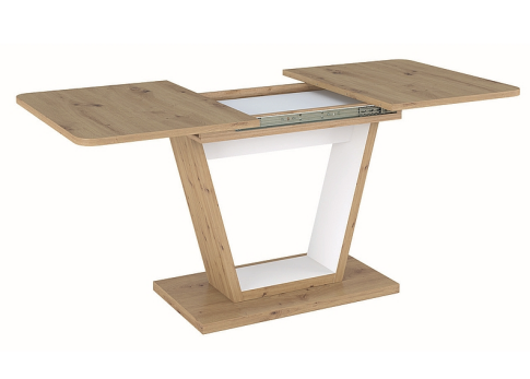 Стол обеденный SIGNAL NIGEL дуб артизан/белый мат 120-160/80