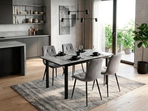 Стол ВВР Брайтон керамика, раздвижной серый/черный 89-119/69