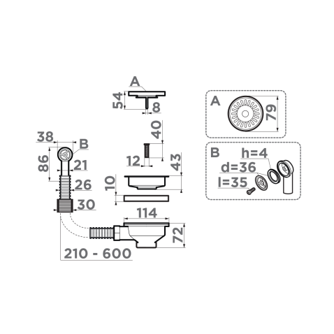 Перелив и выпуск со стоп-вентилем Omoikiri D-01 AB-022