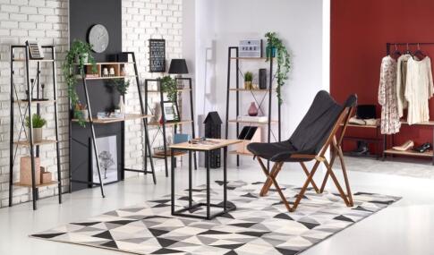 Стеллаж HALMAR NARVIK REG2 дуб сонома/черный, 60/32/148