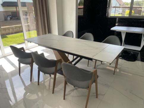 Стол обеденный SIGNAL GENESIS белый/дуб 180-240/90